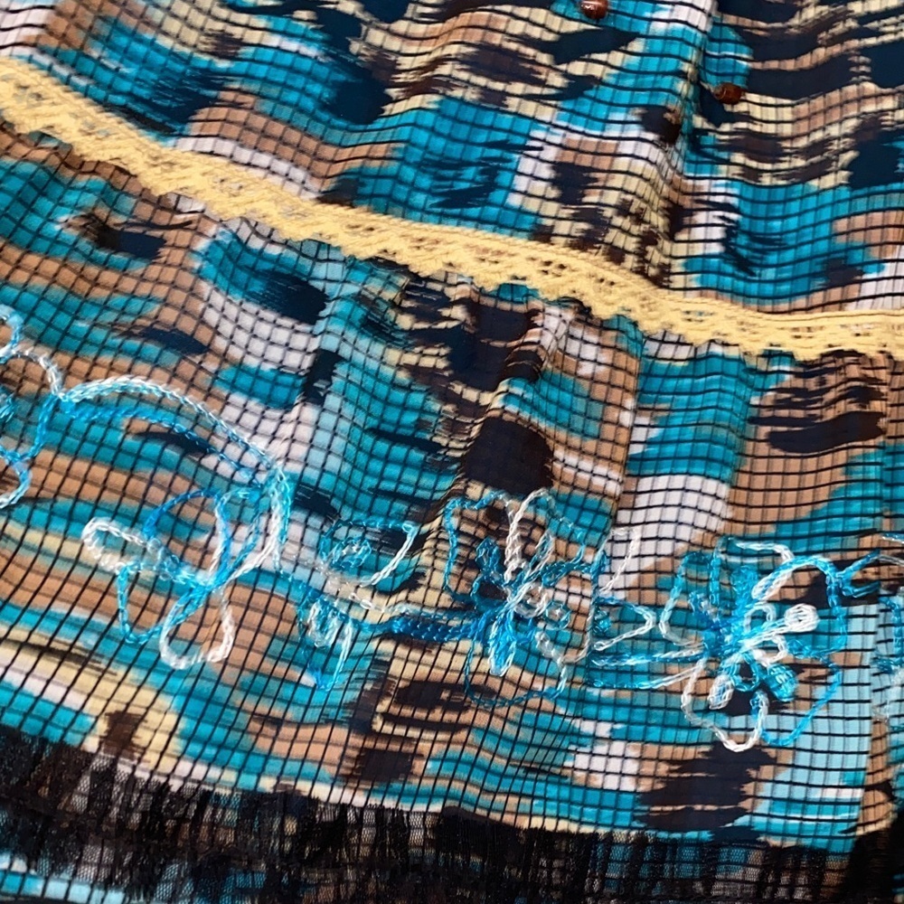 Choices Large Teal,Black,Brown and Cream A Line Skirt. NWT - Picture 5 of 9